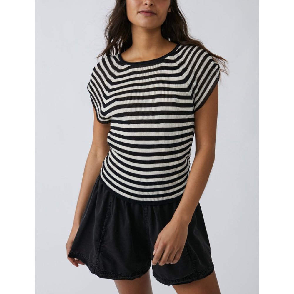 🎉LAST CHANCE🎉 FREE PEOPLE Slinky Baby Tee / Black Gardenia Combo - Picture 7 of 8